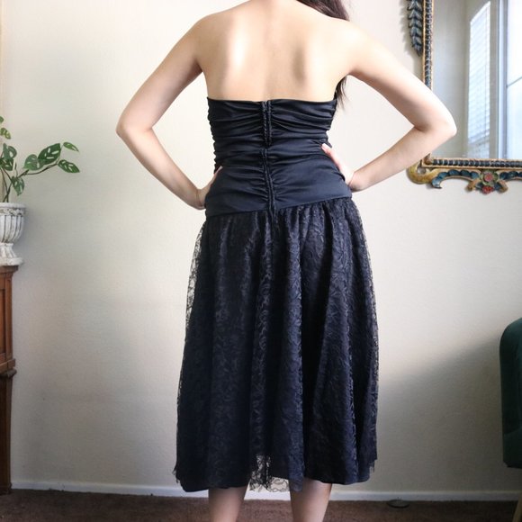 Vintage 80s Goth Prom Dress - Picture 4 of 6